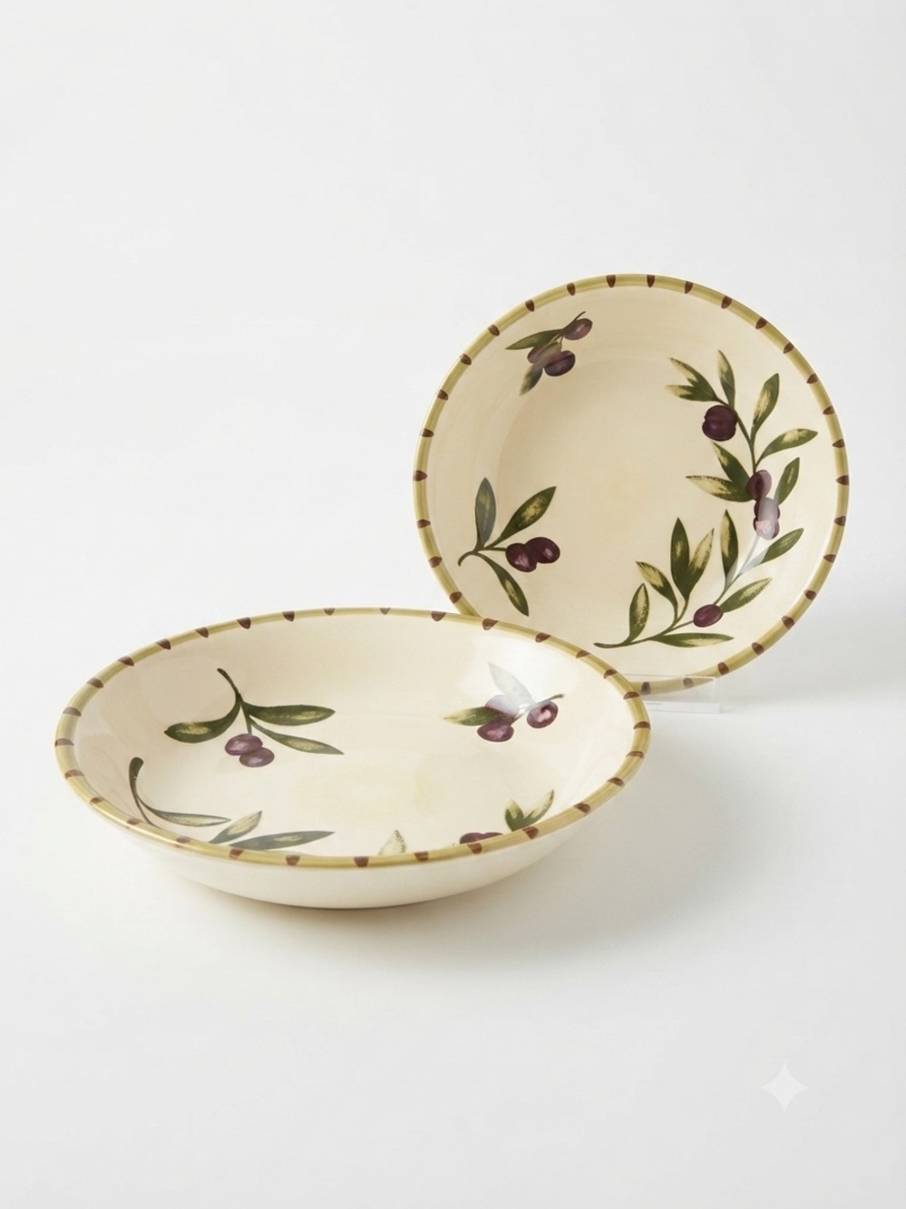 Williams-Sonoma Liguria Olive Individual Pasta Bowls / Soup /Salad 9.25"